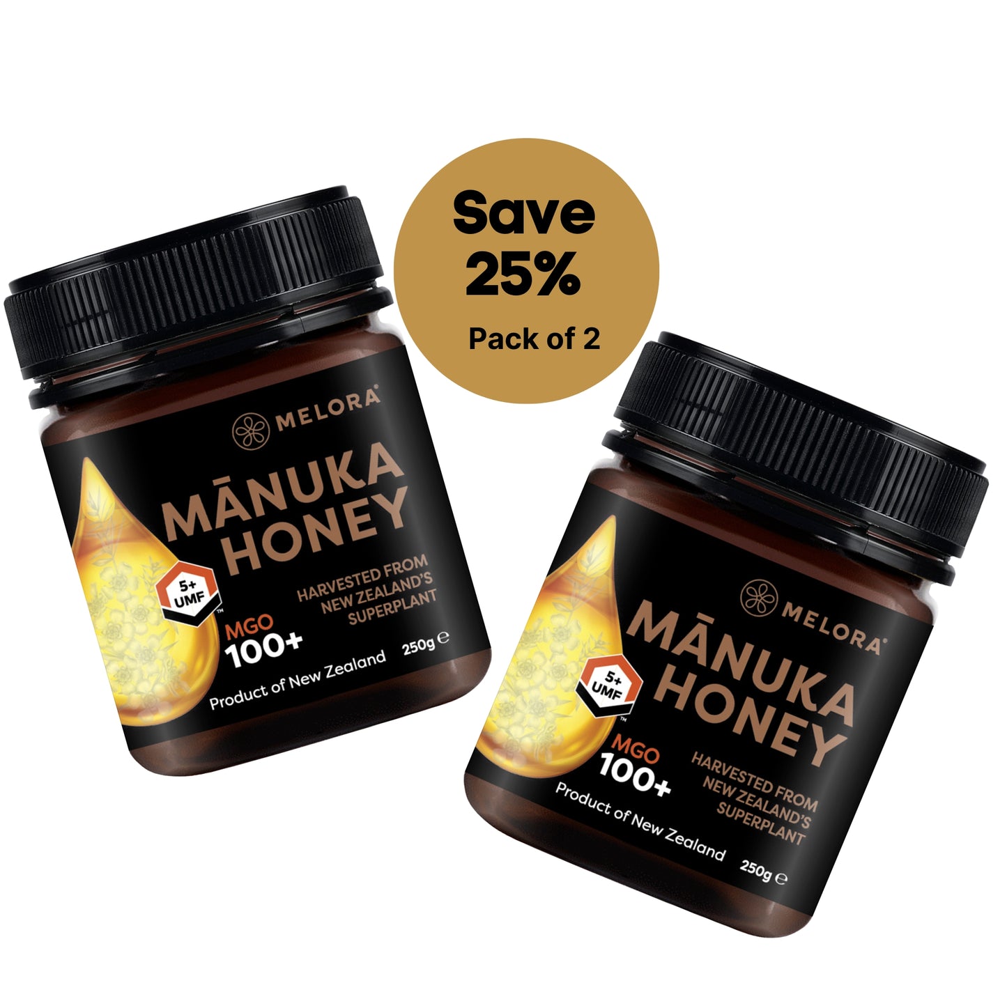 Pack of 2 Mānuka Honey 100+ MGO 250g - Melora UK