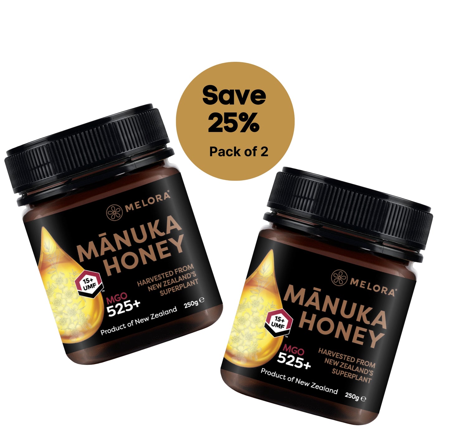 Pack of 2 Mānuka Honey 525+ MGO 250g - Melora UK