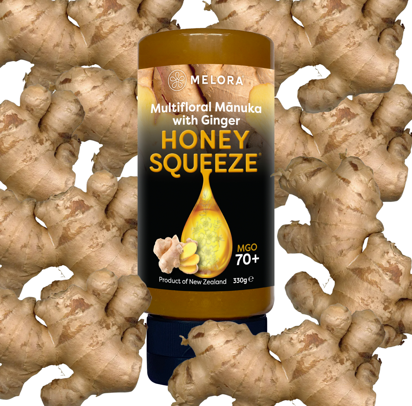 Mānuka Honey Squeeze Bottle 70+MGO Ginger - Melora