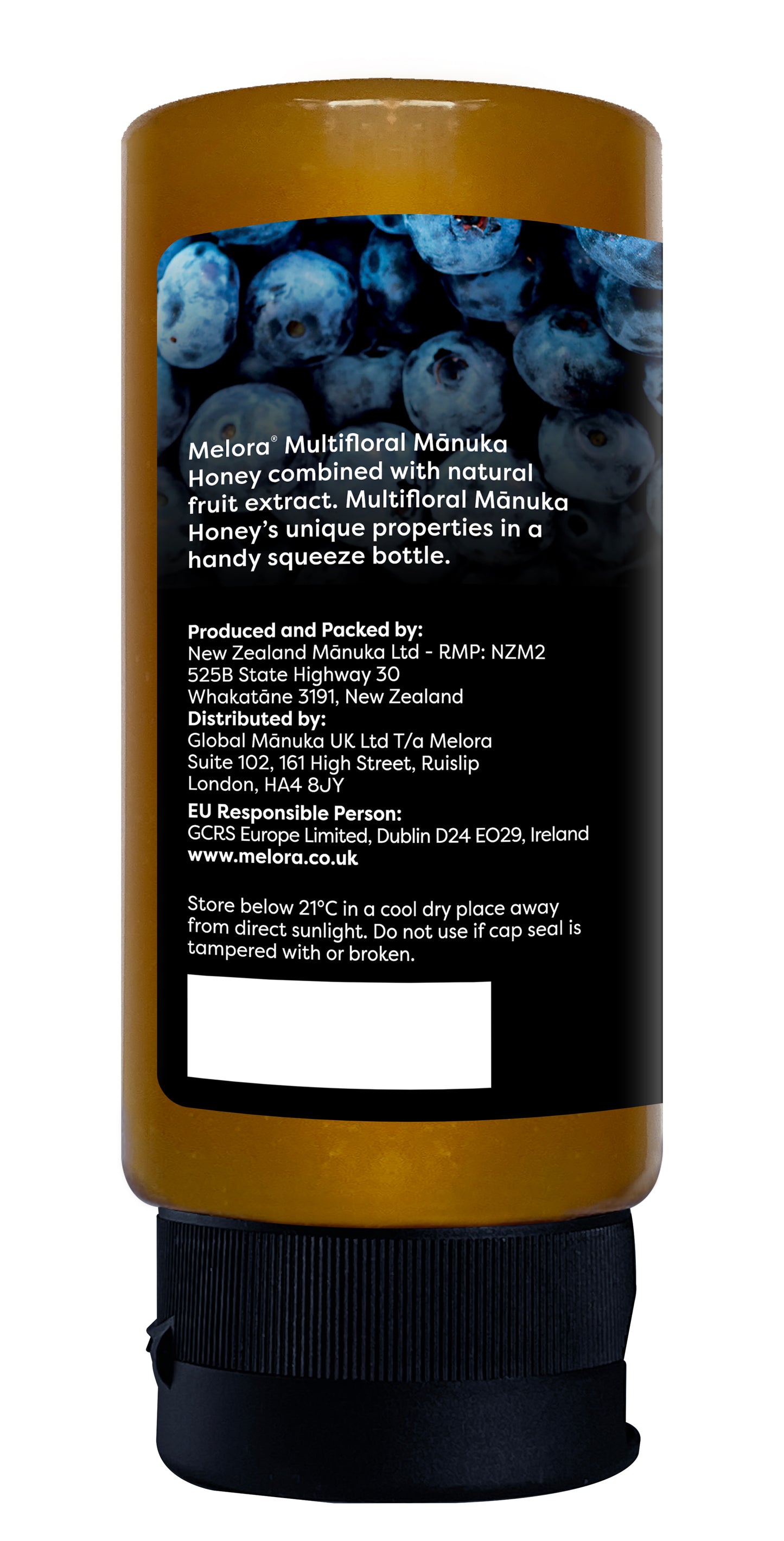 Mānuka Honey Squeeze Bottle 70+MGO Blueberry - Melora