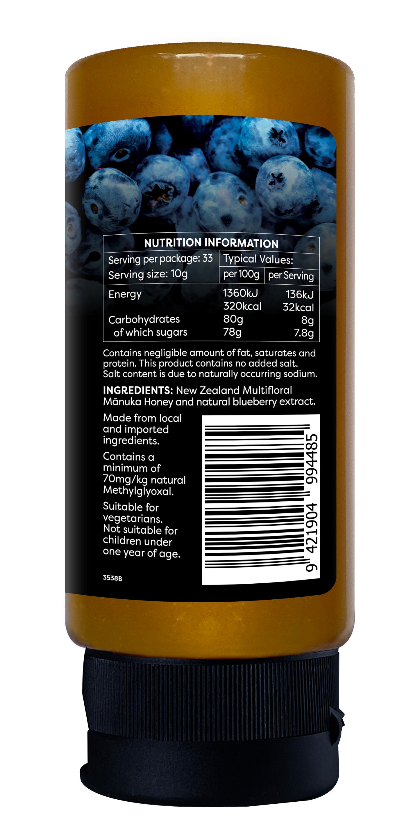 Mānuka Honey Squeeze Bottle 70+MGO Blueberry - Melora