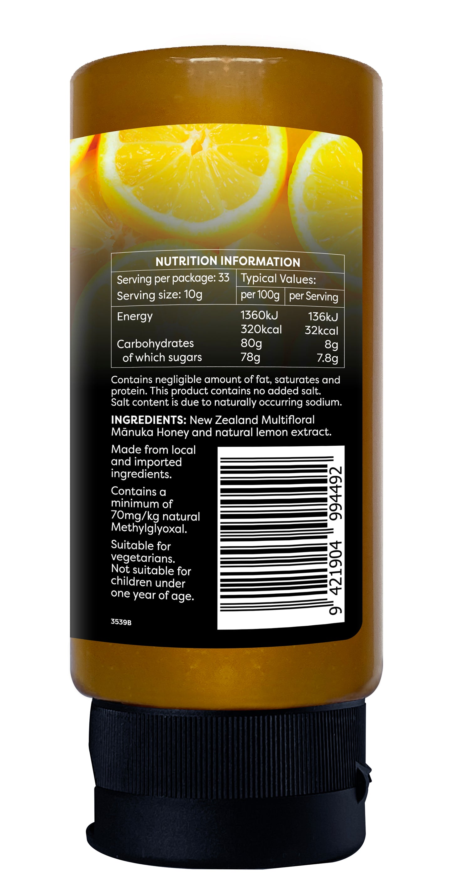 Mānuka Honey Squeeze Bottle 70+MGO Lemon - Melora