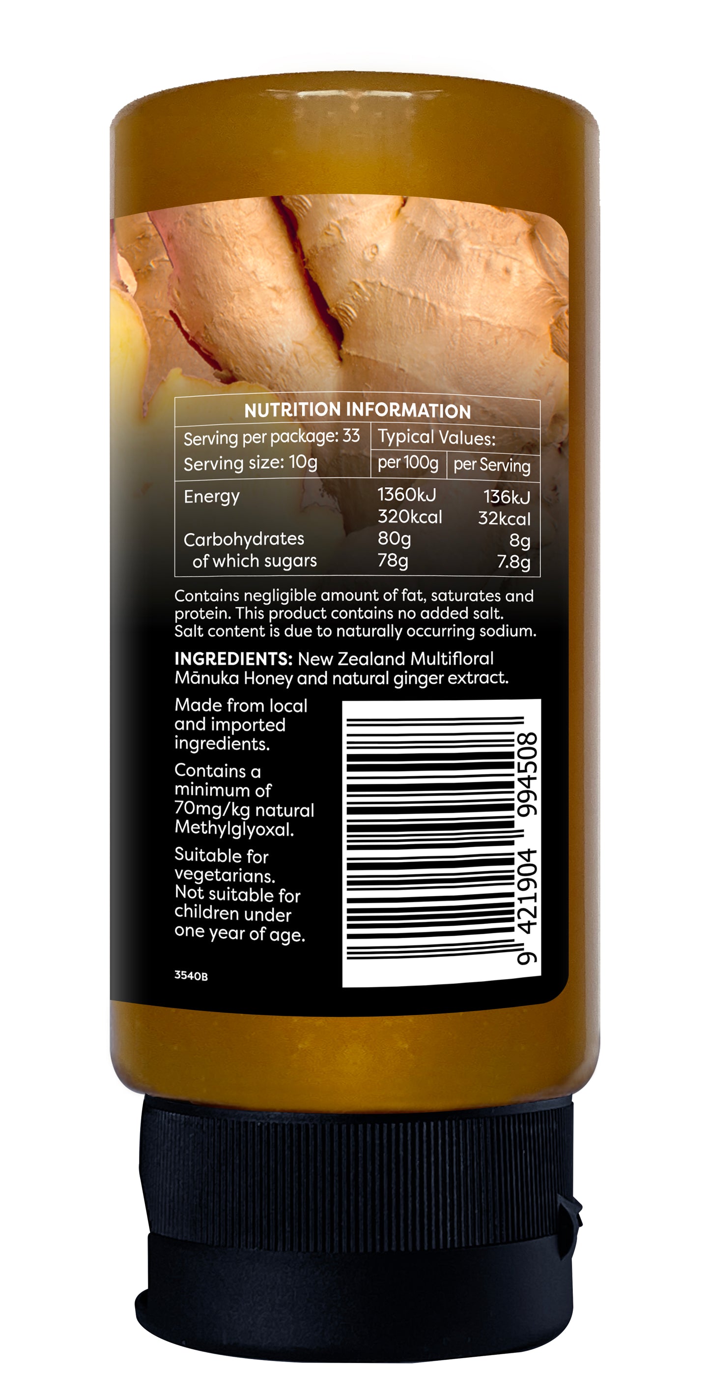 Mānuka Honey Squeeze Bottle 70+MGO Ginger - Melora