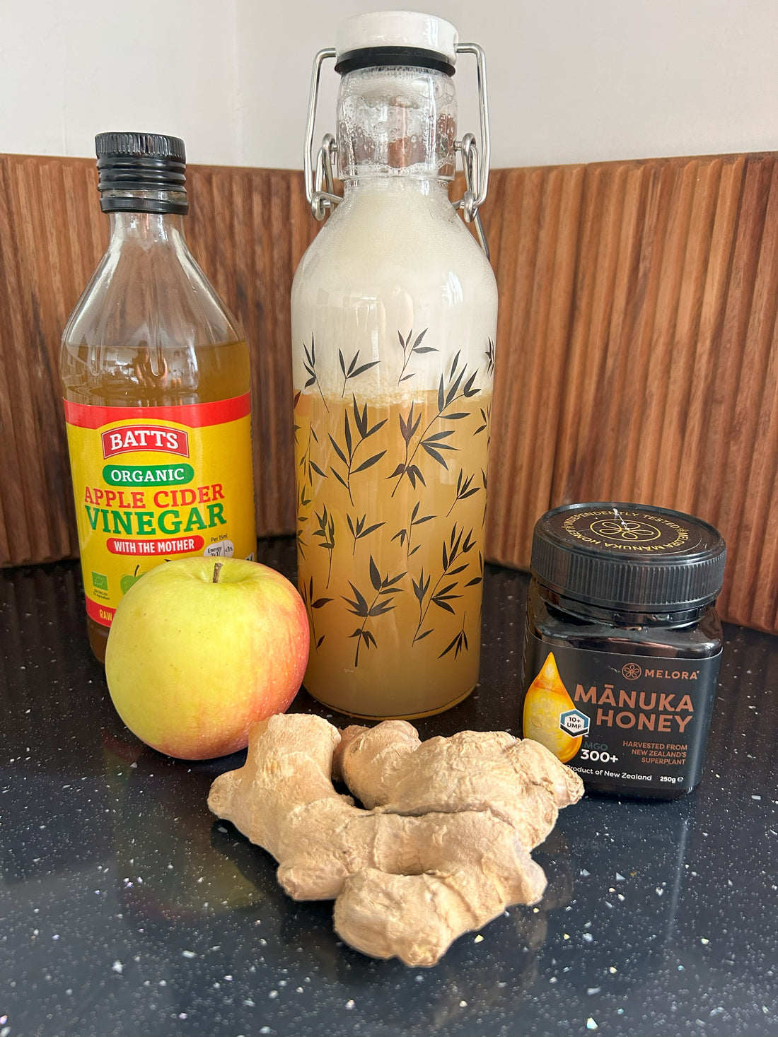 Apple Cider Vinegar, Ginger and Manuka Refreshing Morning Drink