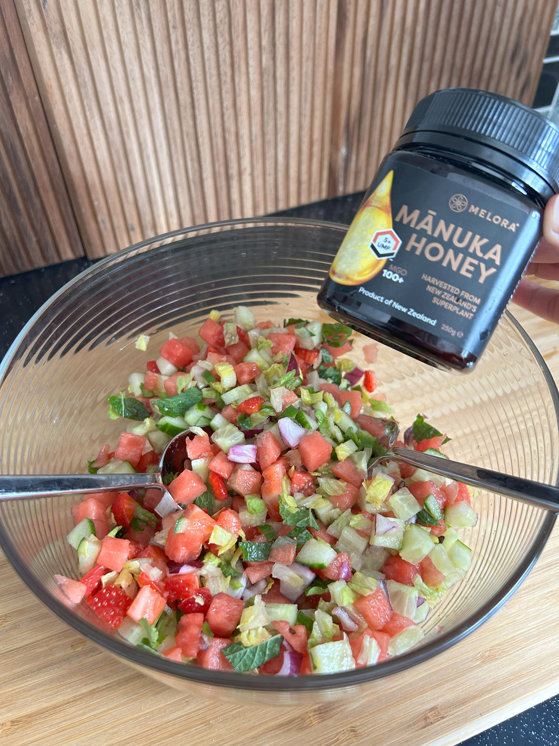 Refreshing Watermelon Salad with Manuka Honey Dressing: Hydration and Wellness in Every Bite