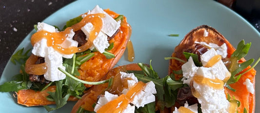 Melora Manuka Honey-Glazed Sweet Potato Boats