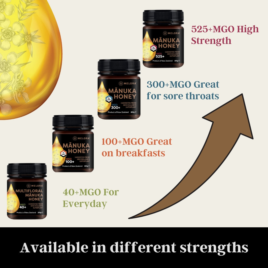 Manuka Honey strengths by MGO rating - graphic