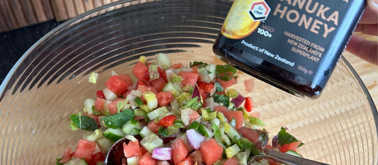 Refreshing Watermelon Salad with Manuka Honey Dressing: Hydration and Wellness in Every Bite