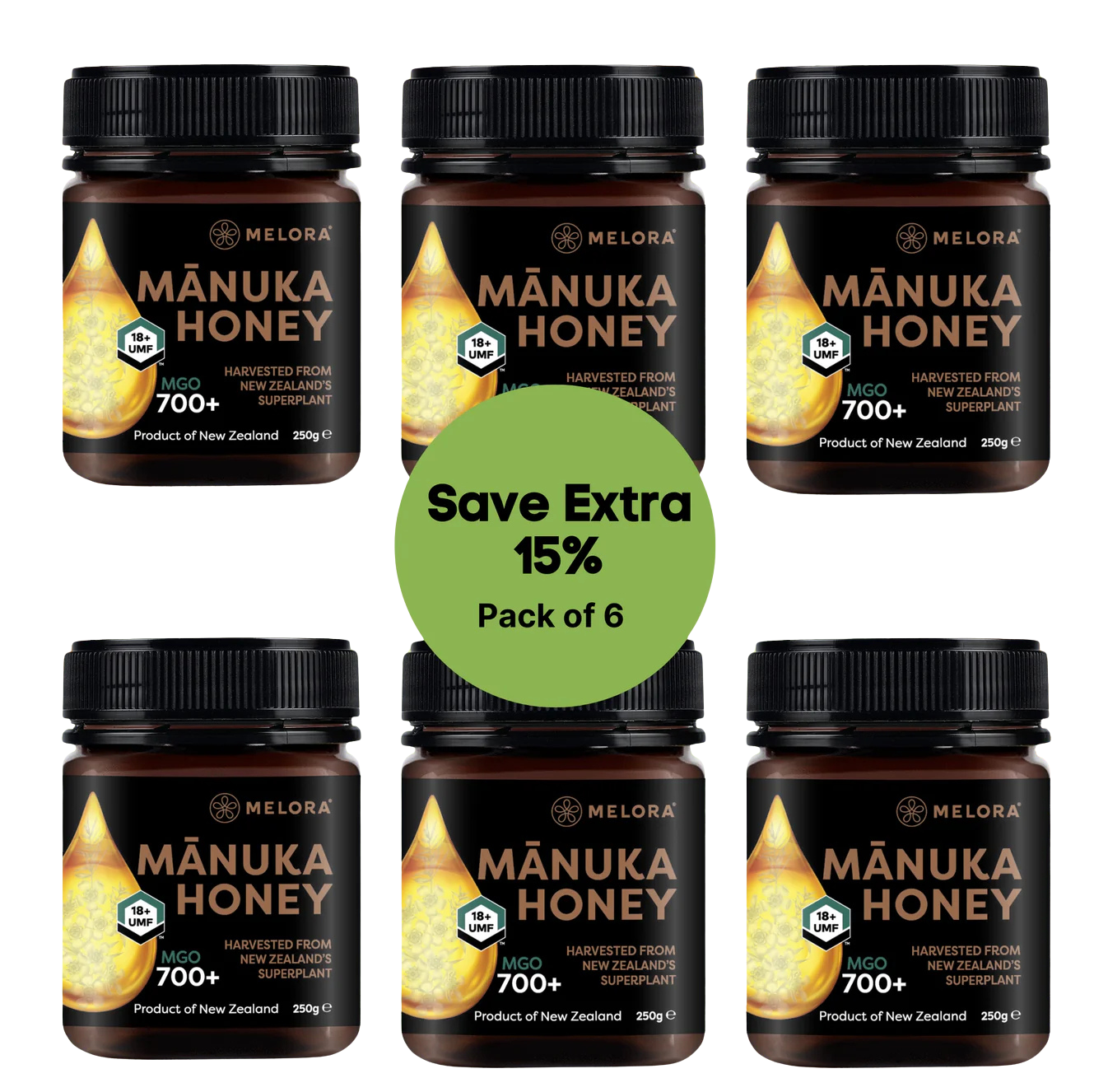 Mānuka Honey 700+ MGO 250g Pack of 6 EXPIRES 07/25