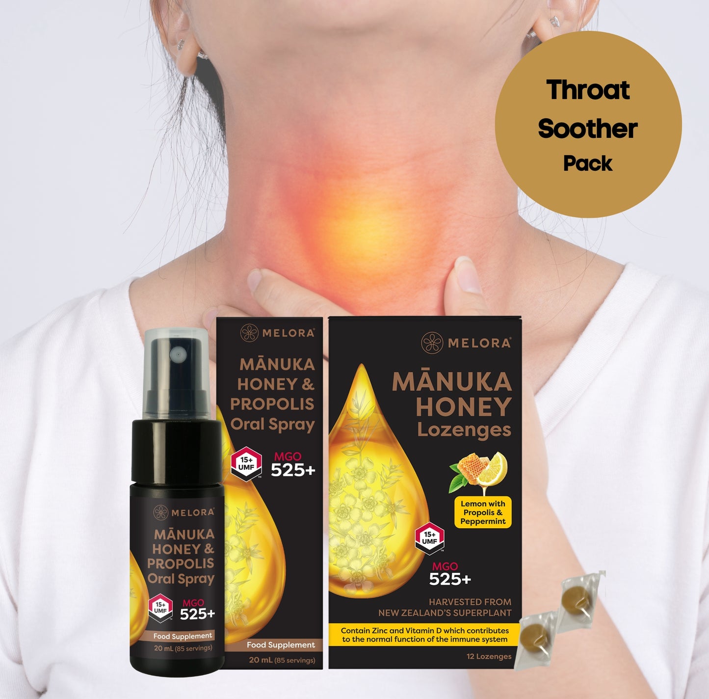 Manuka honey throat soother pack