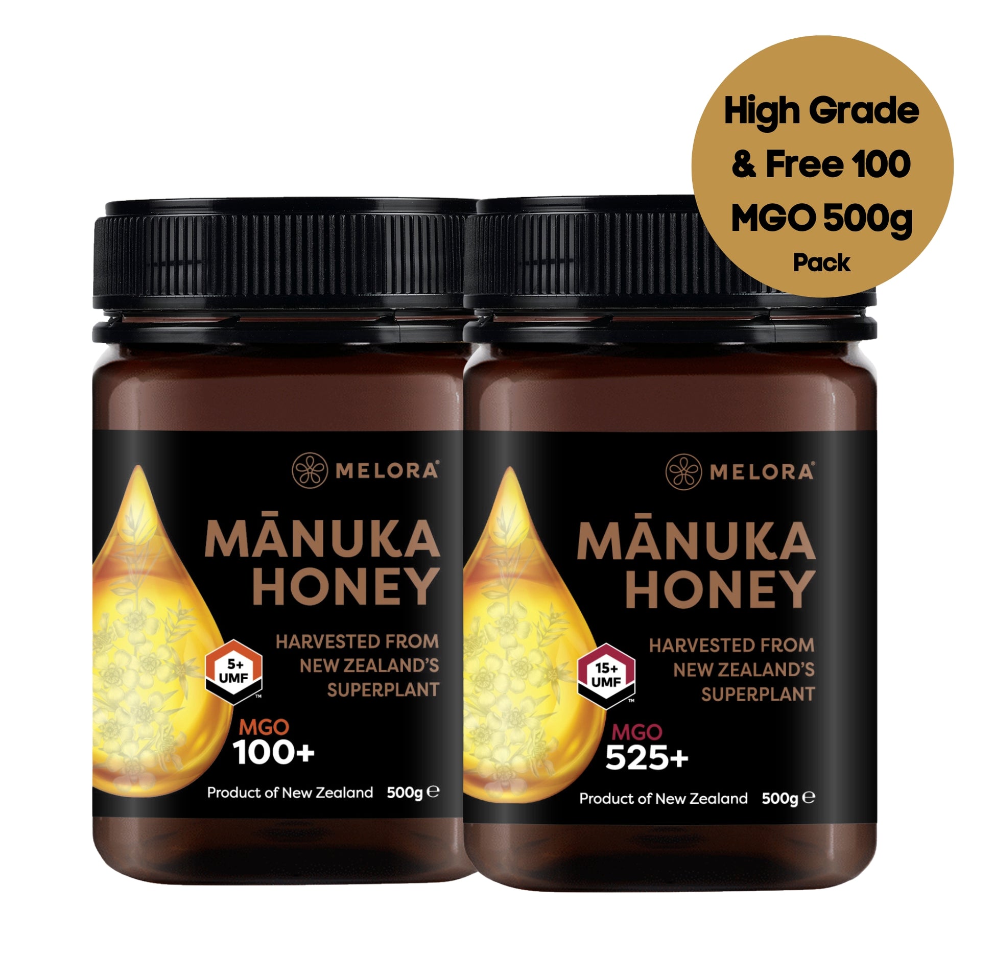 Manuka honey 100 MGO and 500 MGO pack