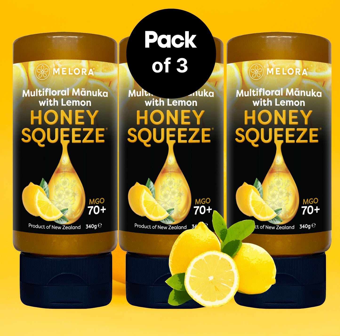 Mānuka Honey Squeeze Bottle 70+MGO Lemon VALUE PACK EXPIRES 2/25