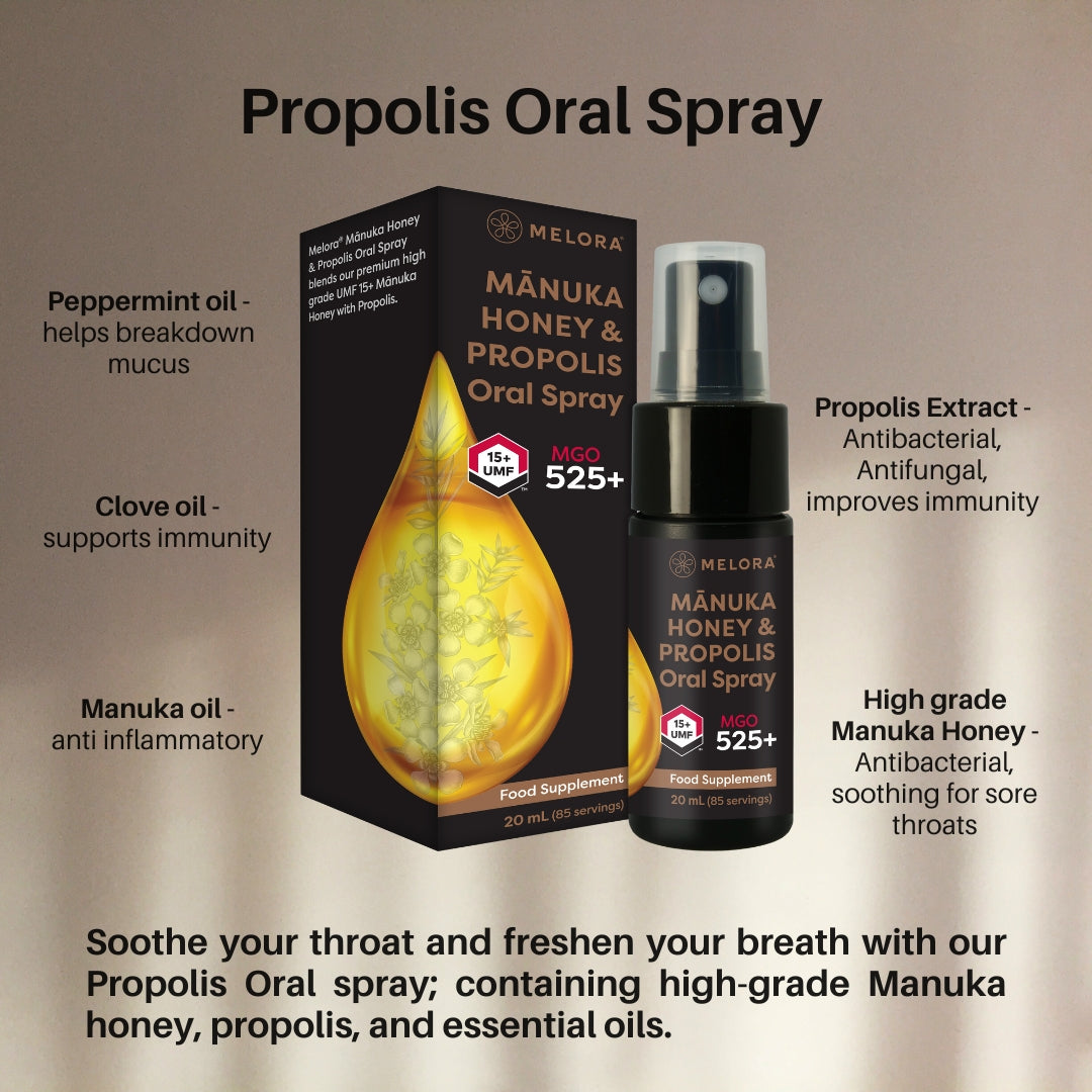 Propolis and Manuka Honey Oral spray - High Strength - Melora
